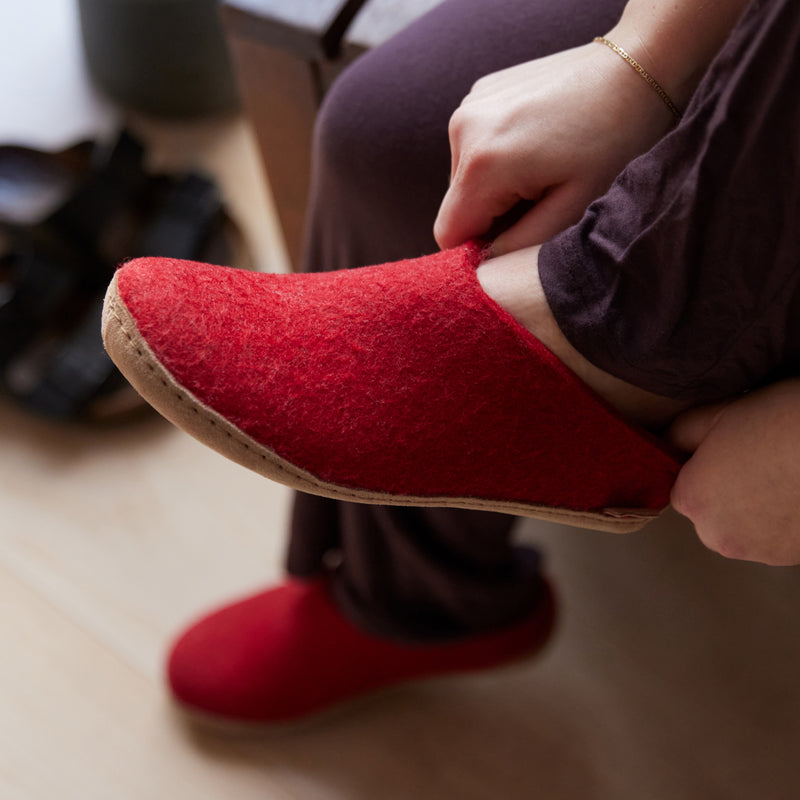 glerups Slip-on with leather sole Slip-on with leather sole Red