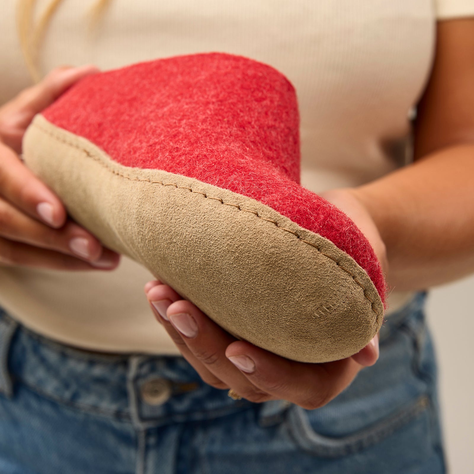 Slip on with leather sole Red glerups
